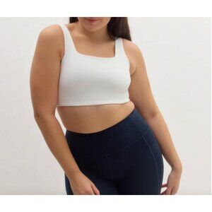 Girlfriend Collective Square Neck Compressive Sport Bra White Spandex Polyester